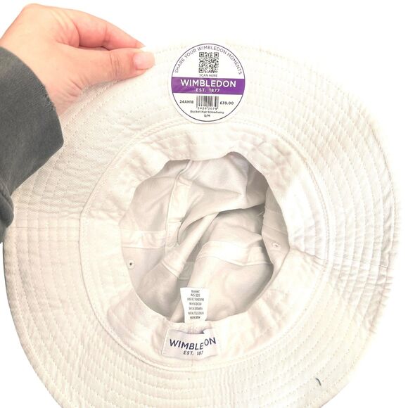 WIMBLEDON Strawberry Bucket Hat White Small/Medium NEW NWT